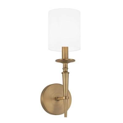 Abbie 1-Light Sconce in Aged Brass with White Fabric Stay-Straight Shade by Capital Lighting