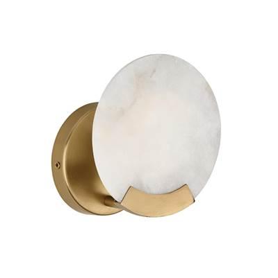 7'' H x 7.25'' W 1-Light Sconce in Aged Brass with Natural Alabaster Stone