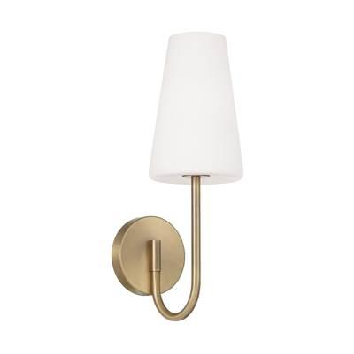 5.75'' W x 17.25'' H 1-Light Armed Sconce in Aged Brass with Tapered Soft White Glass by Capital Lighting