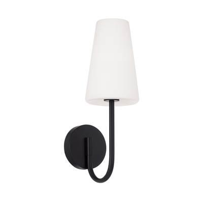 5.75'' W x 17.25'' H 1-Light Armed Sconce in Matte Black with Tapered Soft White Glass by Capital Lighting
