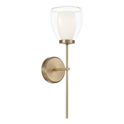 6.25'' W x 20'' H 1-Light Wallchiere Sconce in Aged Brass with Layered White and Clear Glass
