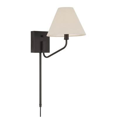 8.5'' W x 10.25'' H 1-Light Swivel Armed Sconce in Espresso and Tapered Soft Tan Fabric Shade with Optional Plug-in and Cord Cover by Capital Lighting