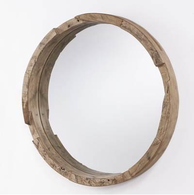 Round Wood Mirror
