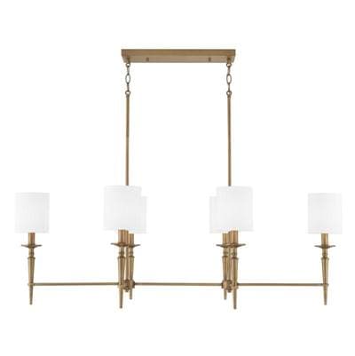 Capital Lighting Abbie 6-Light Island in Aged Brass with White Fabric Stay-straight Shades - Aged... by Capital Lighting