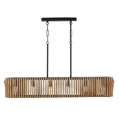 Capital Lighting 6 Light Island - Light Wood Matte Black by Capital Lighting