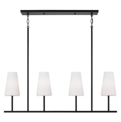 43'' W x 15'' H 4-Light Modern Linear Chandelier in Matte Black with Tapered Soft White Glass by Capital Lighting