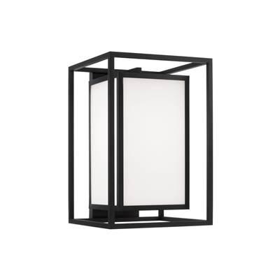 11''W x 16.50''H 1-Light Outdoor Modern Square Rectangle Wall Lantern in Black with Soft White Glass