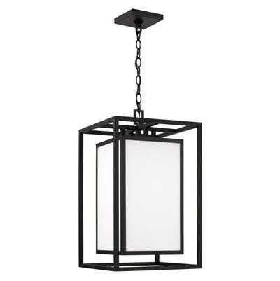 12.50''W x 22''H 1-Light Outdoor Modern Square Rectangle Hanging Lantern in Black with Soft White Glass by Capital Lighting