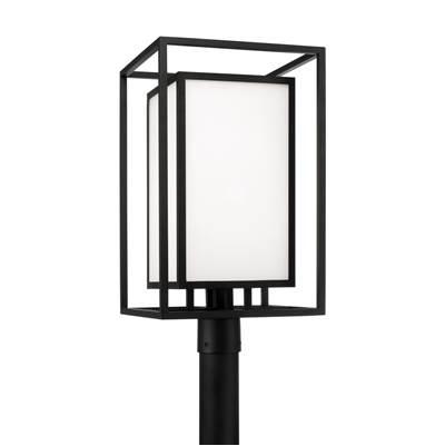12.50''W x 22.25''H 1-Light Outdoor Modern Square Rectangle Post Lantern in Black with Soft White Glass