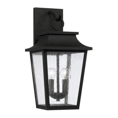 10''W x 20''H 2-Light Outdoor Tapered Wall Lantern in Black with Ripple Glass by Capital Lighting