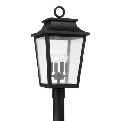 12''W x 23.75''H 4-Light Outdoor Tapered Post Lantern in Black with Ripple Glass by Capital Lighting