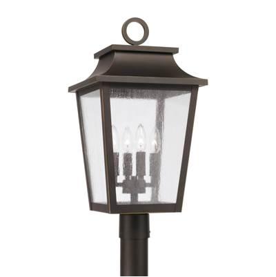 13''W x 23.75''H 4-Light Outdoor Tapered Post Lantern in Oiled Bronze with Ripple Glass by Capital Lighting