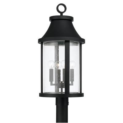 15.50''W x 20.75''H 4-Light Outdoor Cylindrical Post Lantern in Black with Seeded Glass by Capital Lighting