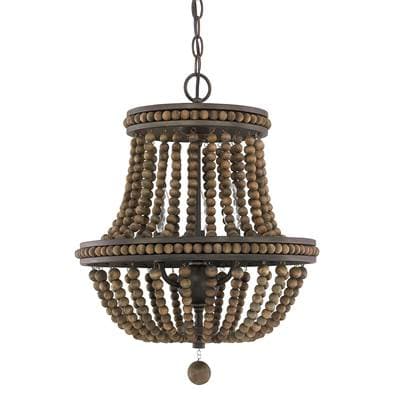 Capital Lighting 3-Light Wood Bead Chandelier - Tobacco
