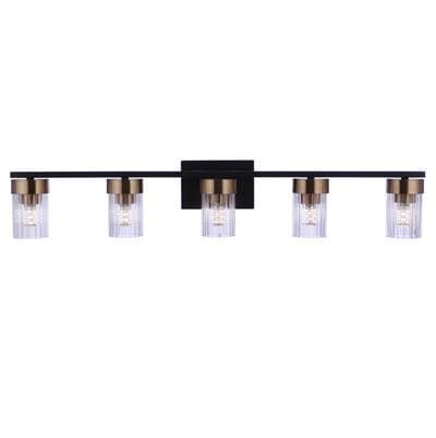 Craftmade Bond Street 5 Light Vanity in Flat Black/satin Brass - Flat Black Satin Brass