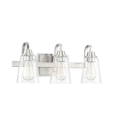 Craftmade Grace 3 Light Vanity in Brushed Polished Nickel (clear Seeded Glass) - Brushed Polished...