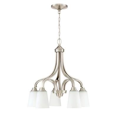Grace 5 Light Down Chandelier in Brushed Polished Nickel