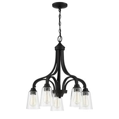 Grace 5 Light Down Chandelier in Espresso (Clear Seeded Glass)