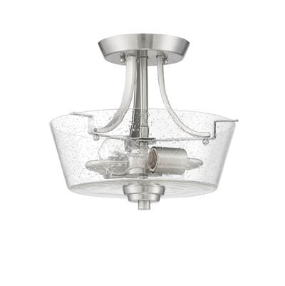 Craftmade Grace 2 Light Convertible Semi Flush in Brushed Polished Nickel (clear Seeded Glass) -...