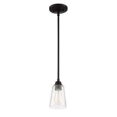 Grace 1 Light Mini Pendant in Espresso (Clear Seeded Glass)