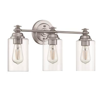 Dardyn 3 Light Vanity in Brushed Polished Nickel (Clear Glass) by Craftmade