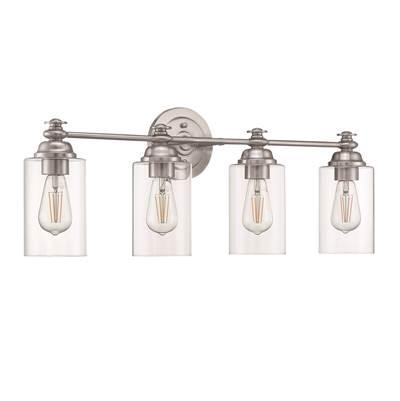 Dardyn 4 Light Vanity in Brushed Polished Nickel (Clear Glass) by Craftmade