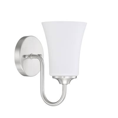 Gwyneth 1 Light Wall Sconce in Brushed Polished Nickel (White Glass) by Craftmade