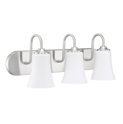 Gwyneth 3 Light Vanity in Brushed Polished Nickel (White Glass)