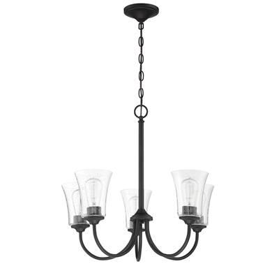 Gwyneth 5 Light Chandelier in Flat Black by Craftmade