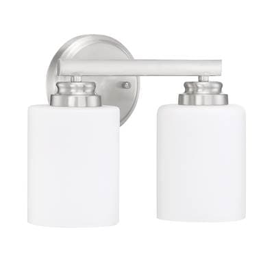 Craftmade Bolden 2 Light Vanity in Brushed Polished Nickel (white Glass) by Craftmade