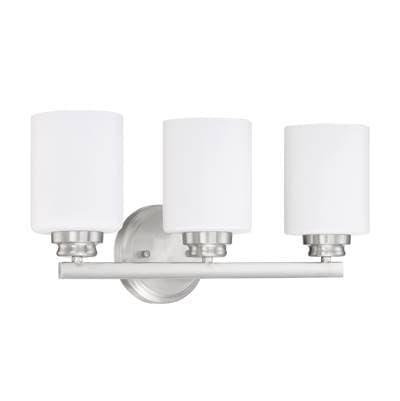 Craftmade Bolden 3 Light Vanity in Brushed Polished Nickel (white Glass)