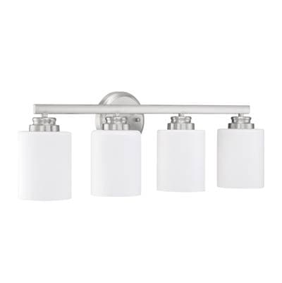 Craftmade Bolden 4 Light Vanity in Brushed Polished Nickel (white Glass)