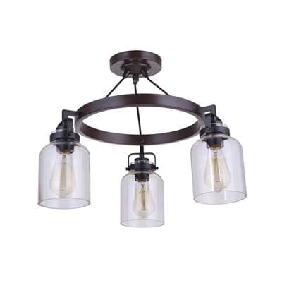 Craftmade Foxwood 3 Light Convertible Semi Flush in Flat Black/dark Teak - Flat Black Dark Teak