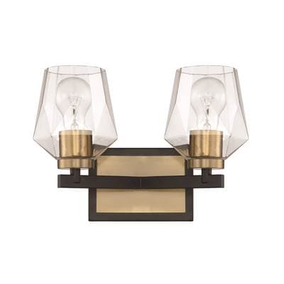 Craftmade Avante Grand 2 Light Vanity in Flat Black/satin Brass - Flat Black Satin Brass by Craftmade