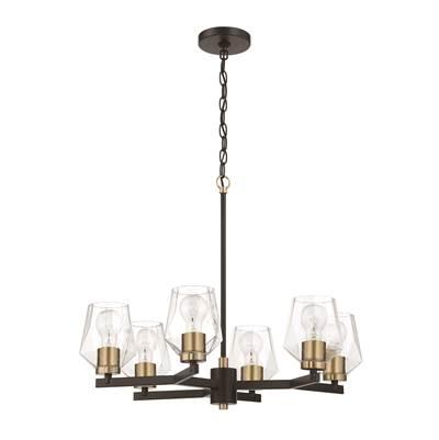 Avante Grand 6 Light Chandelier in Flat Black/Satin Brass by Craftmade