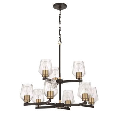 Avante Grand 9 Light Two-Tier Chandelier in Flat Black/Satin Brass