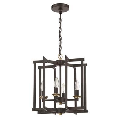 Avante Grand 4 Light Cage Foyer in Flat Black/Satin Brass