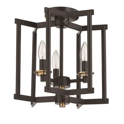 Craftmade Avante Grand 3 Light Cage Convertible Semi Flush/pendant in Flat Black/satin Brass -... by Craftmade