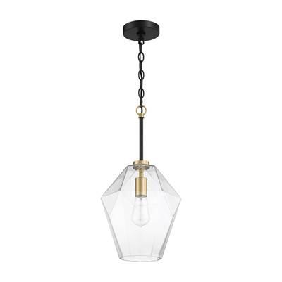 Avante Grand 1 Light Pendant in Flat Black/Satin Brass