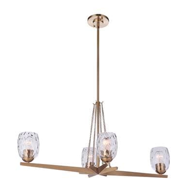 Craftmade Guiding Star 4 Light Linear Chandelier in - Satin Brass