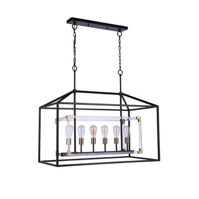 Craftmade Aaron 6 Light Island in Flat Black/satin Brass - Flat Black Satin Brass by Craftmade
