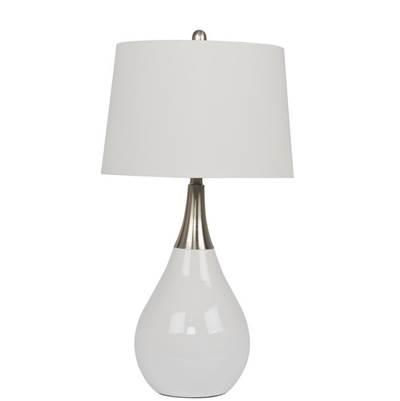 1 Light Metal/Poly Base Table Lamp in White/Brushed Nickel by Craftmade