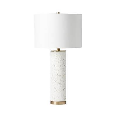 1 Light Metal/Concrete Base Table Lamp in White Terrazo/Antique Brass by Craftmade