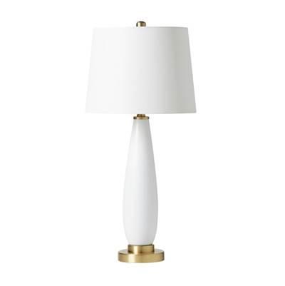 1 Light Glass/Metal Base Table Lamp in White Glass/Satin Brass by Craftmade
