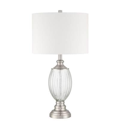 1 Light Glass/Metal Base Table lamp in Fluted Clear Glass/Brushed Polished Nickel