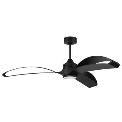 Craftmade Bandeaux 60'' 3-Blade Ceiling Fan in Flat Black with Flat Black Blades, Light Kit...