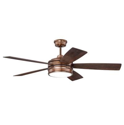 Craftmade Braxton 52'' 5-Blade Ceiling Fan in Brushed Copper W/ Dark Cedar/chestnut Blades; Light... by Craftmade