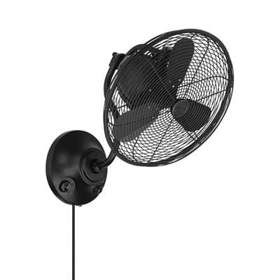 Craftmade Bellows I 14'' 3-Blade Indoor/outdoor (damp) Wall Fan in Flat Black W/ Flat Black...