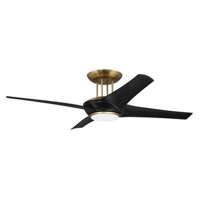 Craftmade Cam 54'' 4-Blade Ceiling Fan in Flat Black/satin Brass W/ Flat Black Blades; Light Kit... by Craftmade