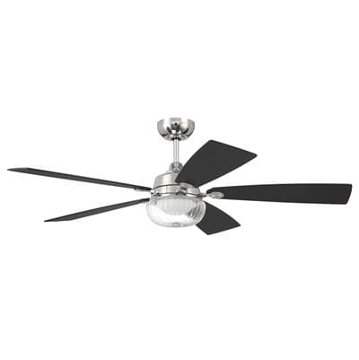 Craftmade Chandler 52'' 5-Blade Ceiling Fan in Polished Nickel W/ Flat Black/greywood Blades;... by Craftmade